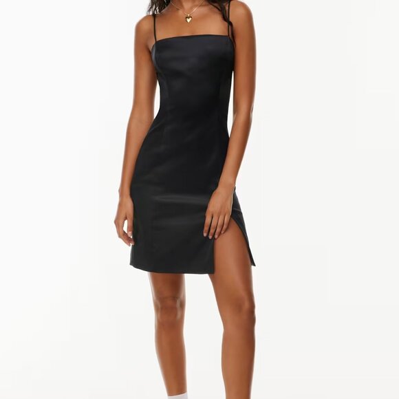 ARITZIA- Sunday Best Shimmer Satin Knee Dress - Picture 2 of 6